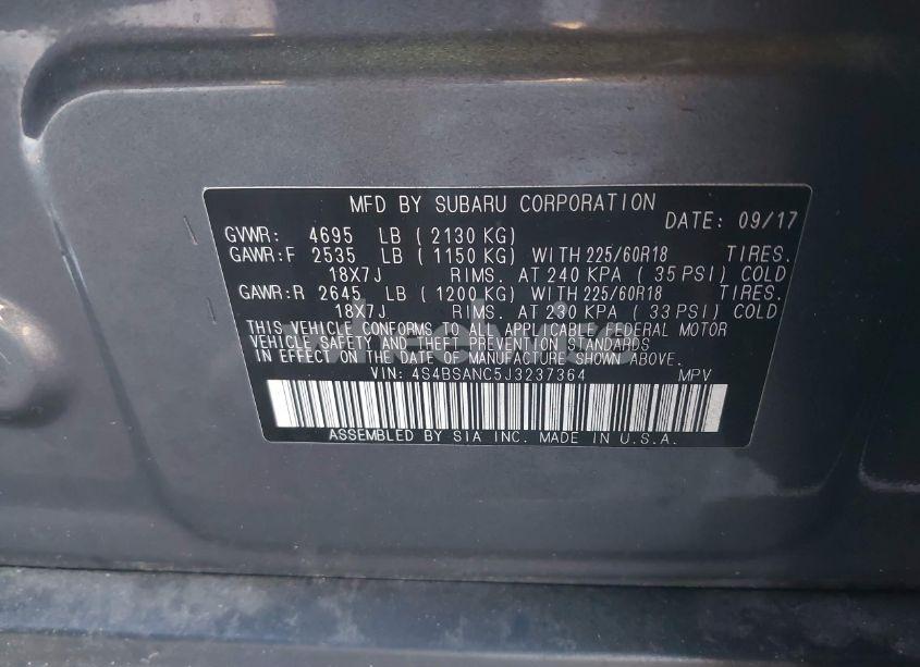 Photo 9 of 2018 Subaru Outback 2.5I LIMITED (VIN 4S4BSANC5J3237364)