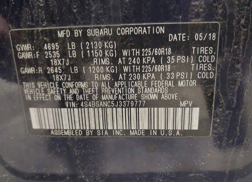 Photo 9 of 2018 Subaru Outback 2.5I LIMITED (VIN 4S4BSANC5J3379777)