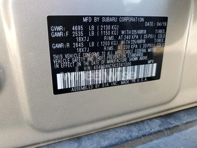 Photo 3 of 2019 SUBARU OUTBACK 2.5I LIMITED (VIN 4S4BSANC5K3341306)