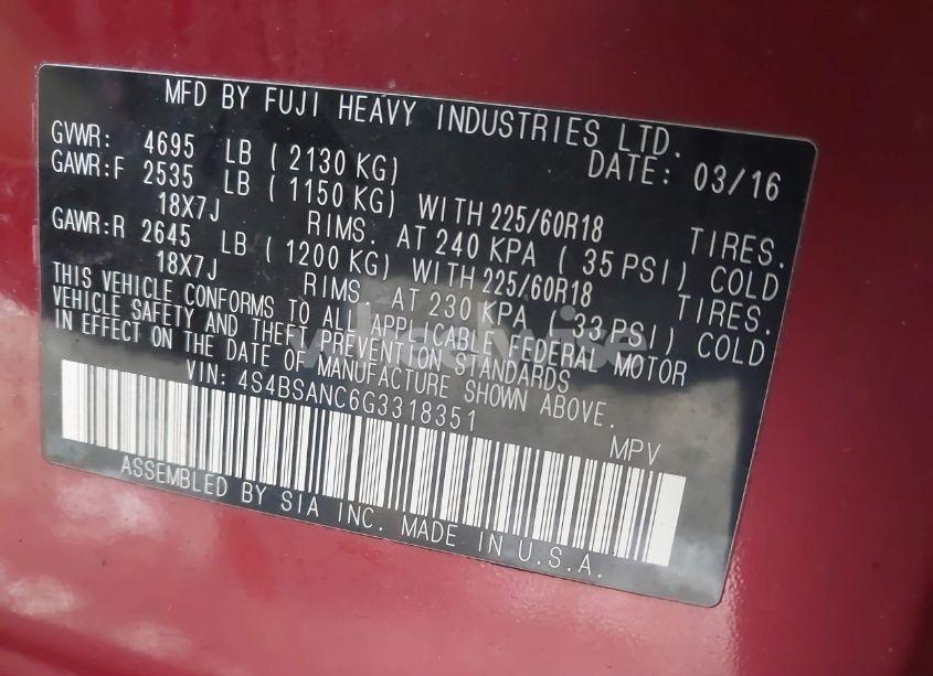 Photo 9 of 2016 Subaru Outback 2.5I LIMITED (VIN 4S4BSANC6G3318351)