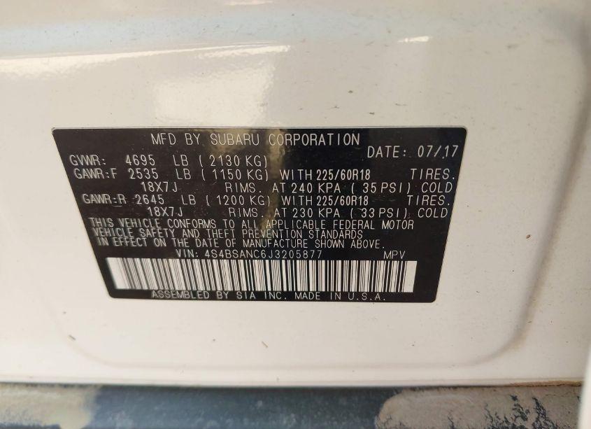 Photo 9 of 2018 Subaru Outback 2.5I LIMITED (VIN 4S4BSANC6J3205877)