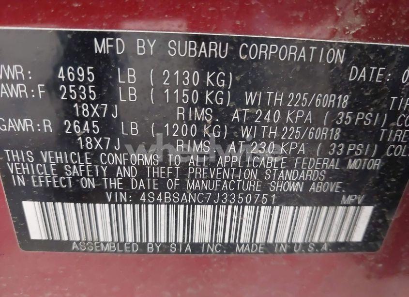 Photo 9 of 2018 Subaru Outback 2.5I LIMITED (VIN 4S4BSANC7J3350751)