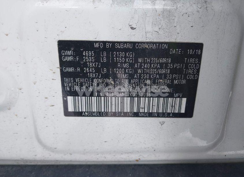 Photo 9 of 2019 Subaru Outback 2.5I LIMITED (VIN 4S4BSANC7K3250036)