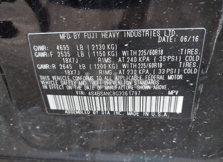 Photo 9 of 2016 Subaru Outback 2.5I LIMITED (VIN 4S4BSANC8G3361797)