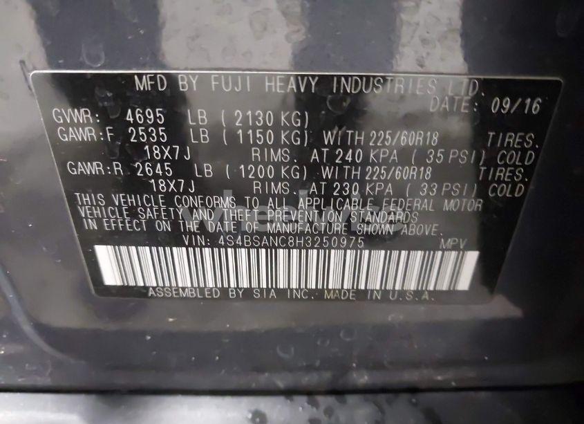 Photo 9 of 2017 Subaru Outback 2.5I LIMITED (VIN 4S4BSANC8H3250975)