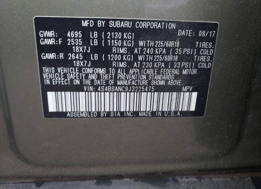 Photo 9 of 2018 Subaru Outback 2.5I LIMITED (VIN 4S4BSANC9J3225475)