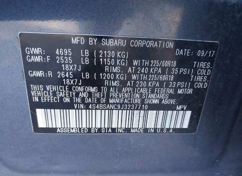 Photo 9 of 2018 Subaru Outback 2.5I LIMITED (VIN 4S4BSANC9J3237710)