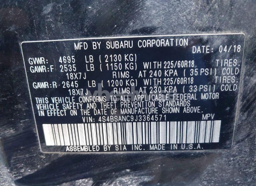 Photo 9 of 2018 Subaru Outback 2.5I LIMITED (VIN 4S4BSANC9J3364571)