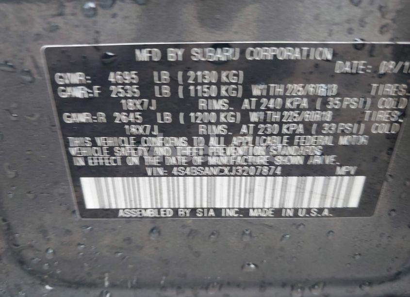 Photo 9 of 2018 Subaru Outback 2.5I LIMITED (VIN 4S4BSANCXJ3207874)