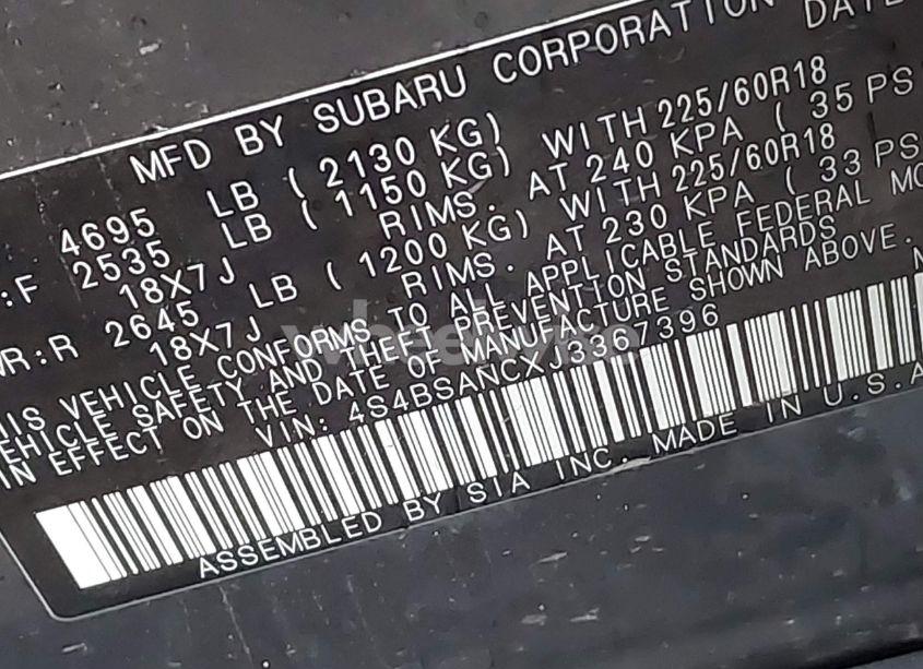 Photo 9 of 2018 Subaru Outback 2.5I LIMITED (VIN 4S4BSANCXJ3367396)