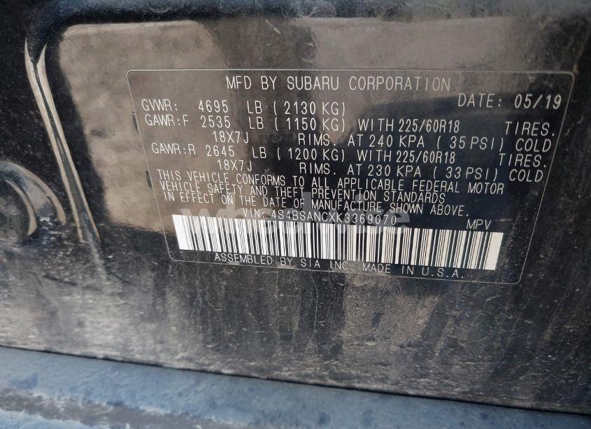 Photo 9 of 2019 Subaru Outback 2.5I LIMITED (VIN 4S4BSANCXK3369070)