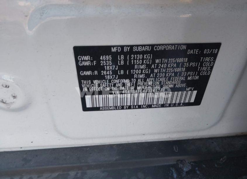 Photo 9 of 2018 Subaru Outback 2.5I TOURING (VIN 4S4BSATC4J3341170)