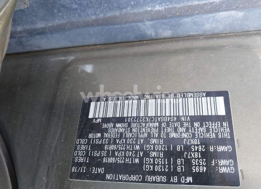 Photo 9 of 2019 Subaru Outback 2.5I TOURING (VIN 4S4BSATC7K3272301)