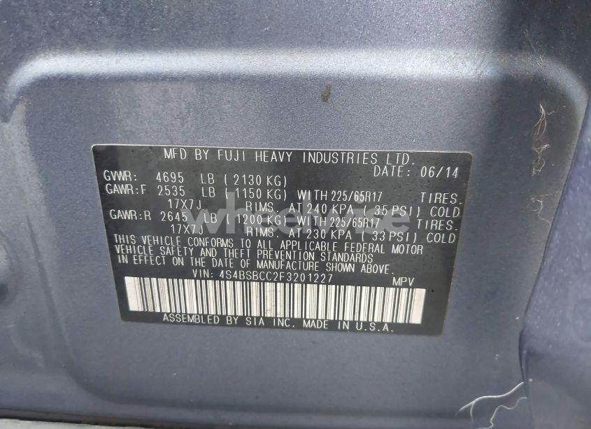 Photo 9 of 2015 Subaru Outback 2.5I PREMIUM (VIN 4S4BSBCC2F3201227)