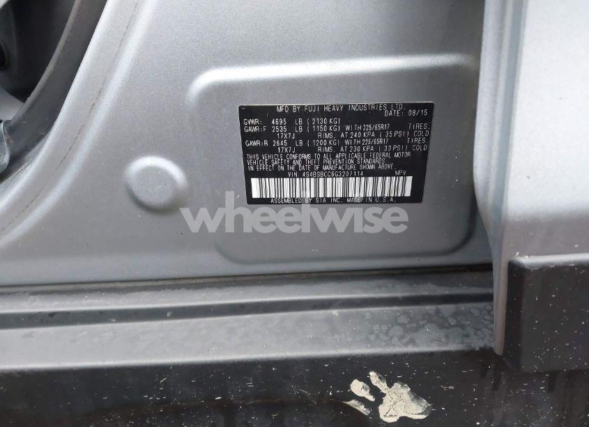 Photo 9 of 2016 Subaru Outback 2.5I PREMIUM (VIN 4S4BSBCC6G3207114)