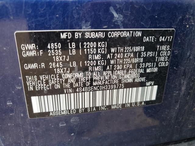 Photo 8 of 2017 SUBARU OUTBACK 3.6R LIMITED (VIN 4S4BSENC0H3399775)