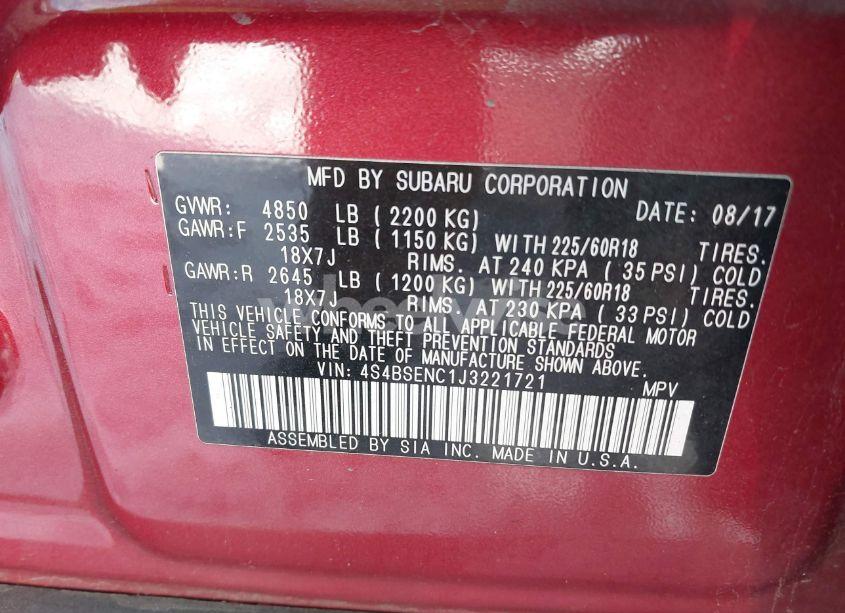 Photo 9 of 2018 Subaru Outback 3.6R LIMITED (VIN 4S4BSENC1J3221721)