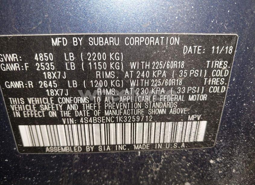 Photo 9 of 2019 Subaru Outback 3.6R LIMITED (VIN 4S4BSENC1K3259712)