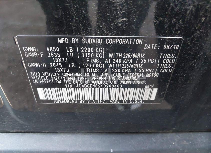 Photo 9 of 2019 Subaru Outback 3.6R LIMITED (VIN 4S4BSENC2K3209403)