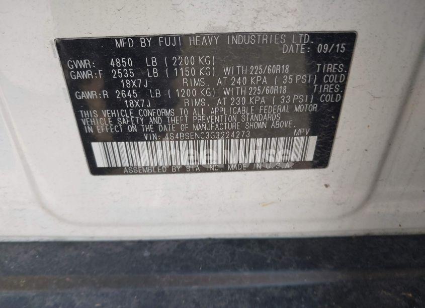 Photo 9 of 2016 Subaru Outback 3.6R LIMITED (VIN 4S4BSENC3G3224273)