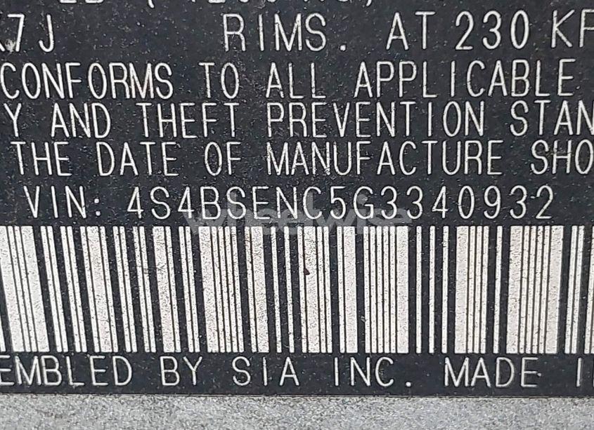 Photo 9 of 2016 Subaru Outback 3.6R LIMITED (VIN 4S4BSENC5G3340932)