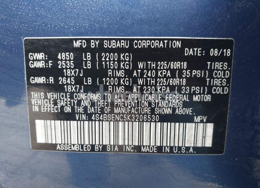 Photo 9 of 2019 Subaru Outback 3.6R LIMITED (VIN 4S4BSENC5K3206530)