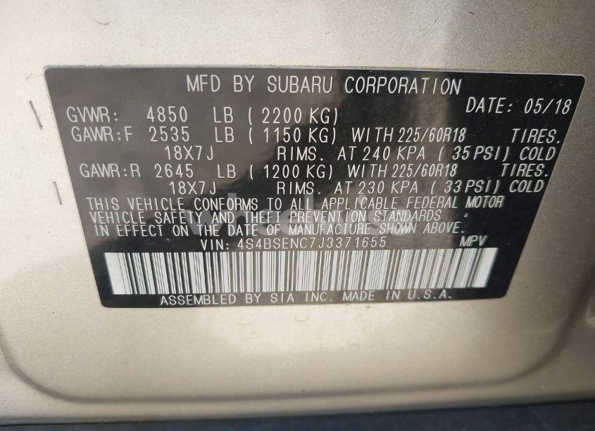 Photo 9 of 2018 Subaru Outback 3.6R LIMITED (VIN 4S4BSENC7J3371655)