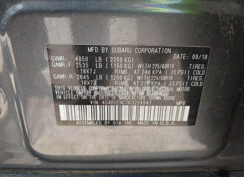 Photo 9 of 2019 Subaru Outback 3.6R LIMITED (VIN 4S4BSENC7K3224947)