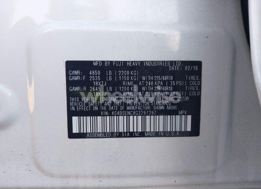 Photo 9 of 2016 Subaru Outback 3.6R LIMITED (VIN 4S4BSENC8G3297297)