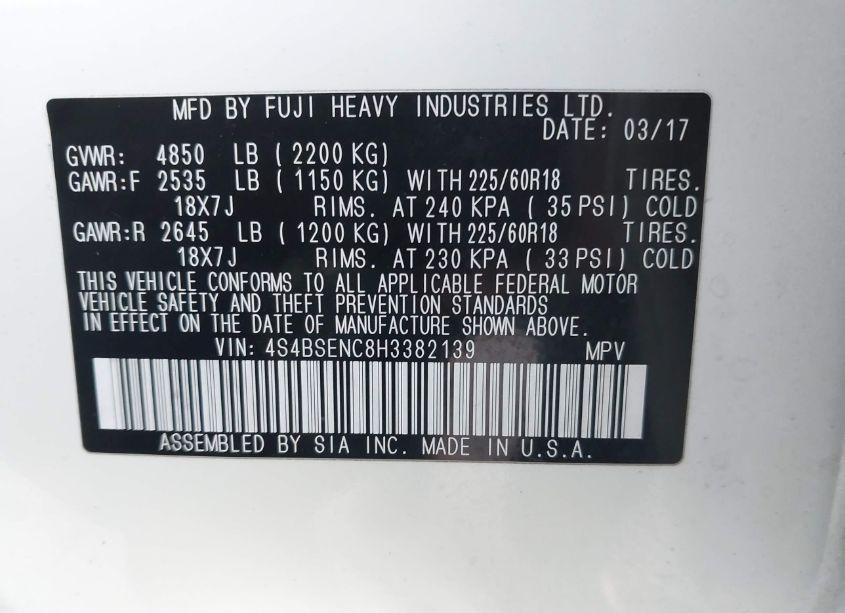 Photo 9 of 2017 Subaru Outback 3.6R LIMITED (VIN 4S4BSENC8H3382139)