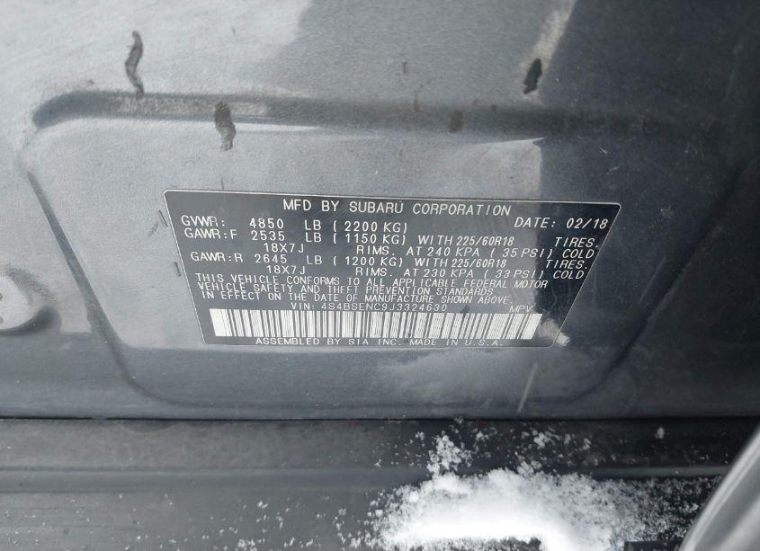 Photo 9 of 2018 Subaru Outback 3.6R LIMITED (VIN 4S4BSENC9J3324630)