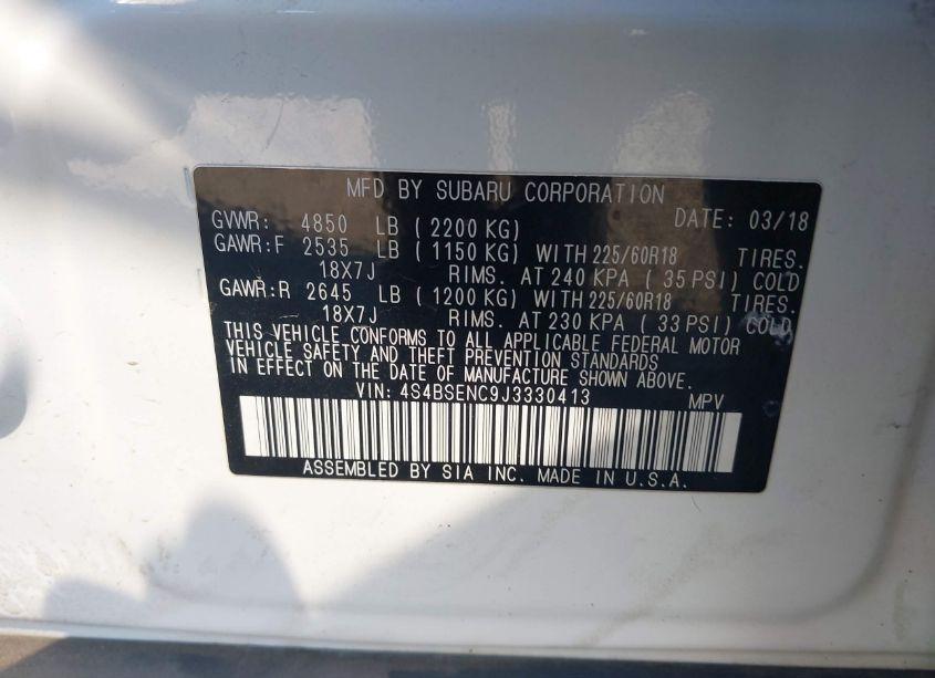 Photo 9 of 2018 Subaru Outback 3.6R LIMITED (VIN 4S4BSENC9J3330413)