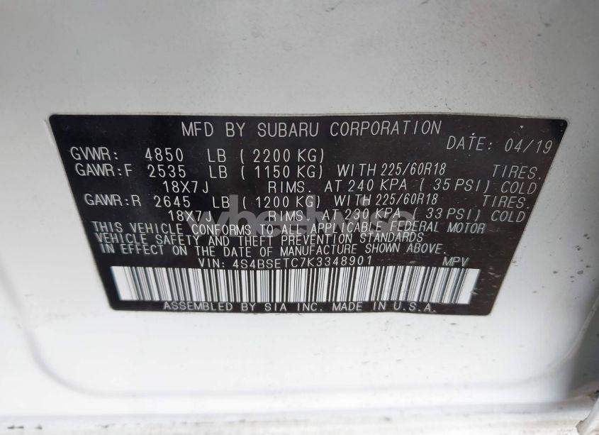 Photo 9 of 2019 Subaru Outback 3.6R TOURING (VIN 4S4BSETC7K3348901)