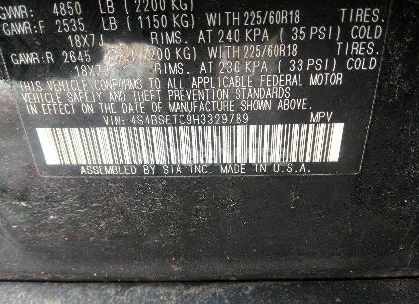 Photo 9 of 2017 Subaru Outback 3.6R TOURING (VIN 4S4BSETC9H3329789)