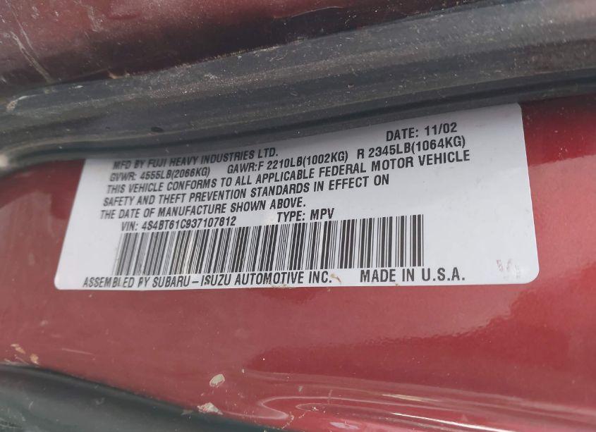 Photo 9 of 2003 Subaru Baja (VIN 4S4BT61C937107812)