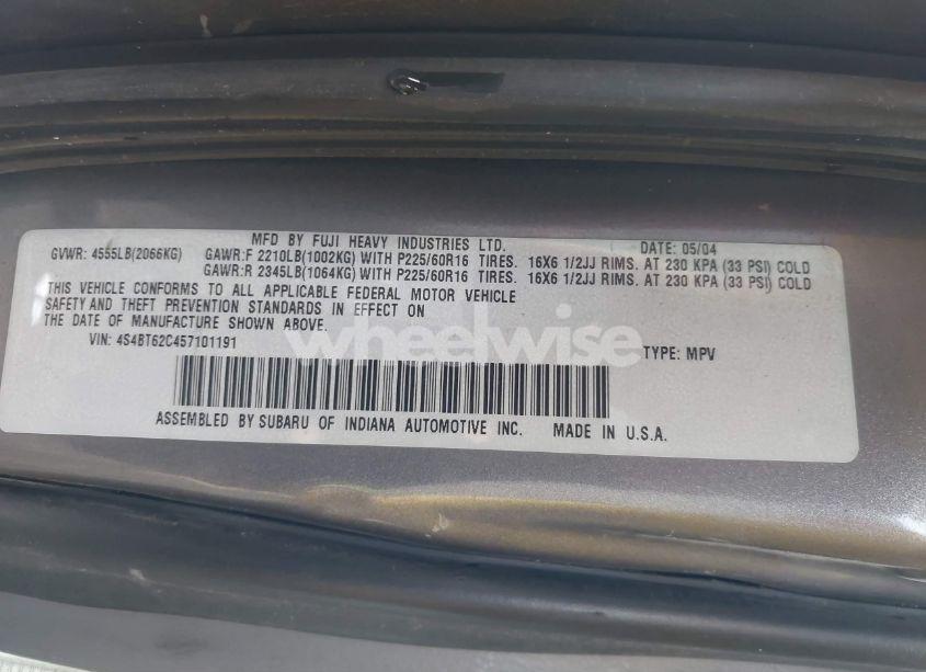 Photo 9 of 2005 Subaru Baja SPORT (VIN 4S4BT62C457101191)