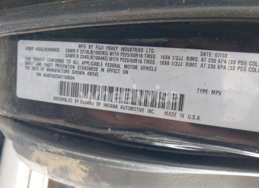 Photo 9 of 2004 Subaru Baja SPORT (VIN 4S4BT62C547100534)