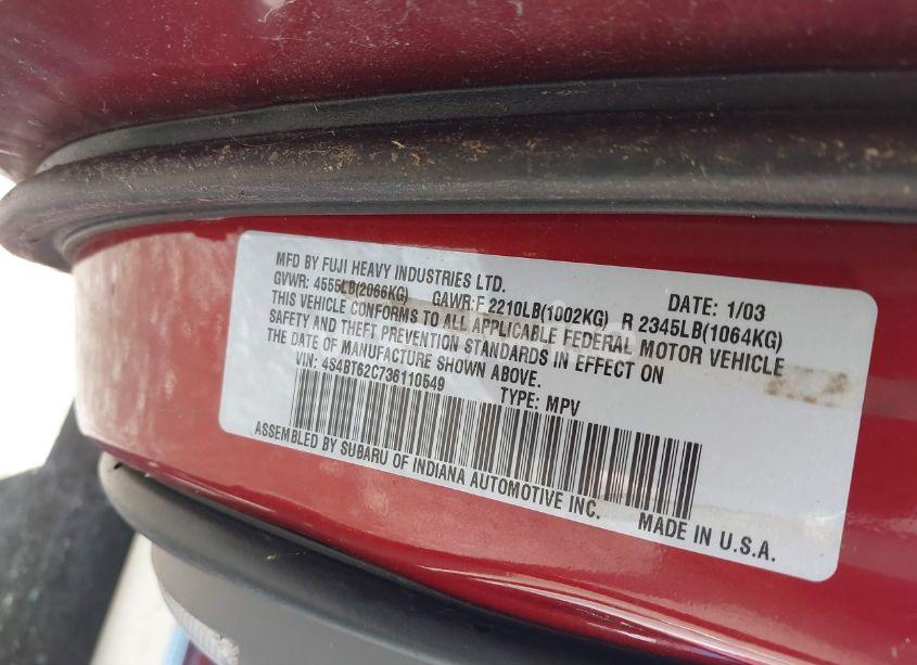 Photo 9 of 2003 Subaru Baja SPORT (VIN 4S4BT62C736110549)