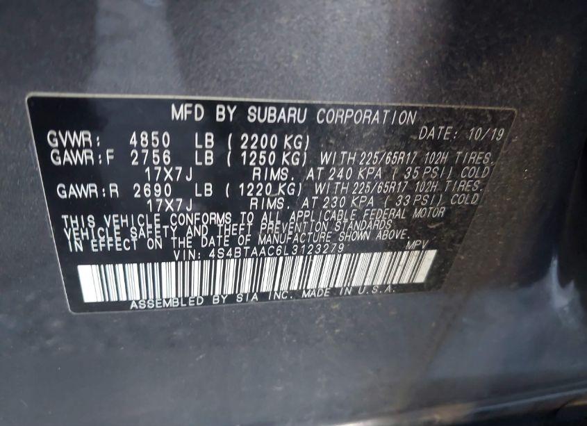 Photo 9 of 2020 Subaru Outback (VIN 4S4BTAAC6L3123279)