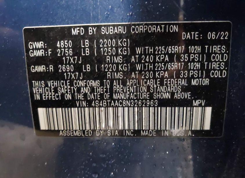 Photo 9 of 2022 Subaru Outback (VIN 4S4BTAAC8N3262963)