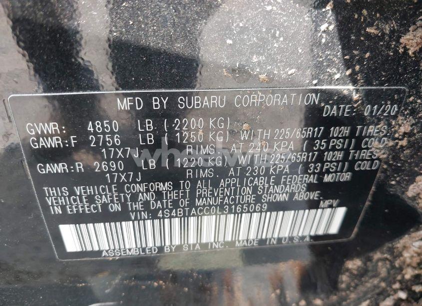 Photo 9 of 2020 Subaru Outback PREMIUM (VIN 4S4BTACC0L3165069)