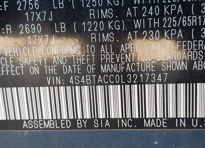 Photo 9 of 2020 Subaru Outback PREMIUM (VIN 4S4BTACC0L3217347)