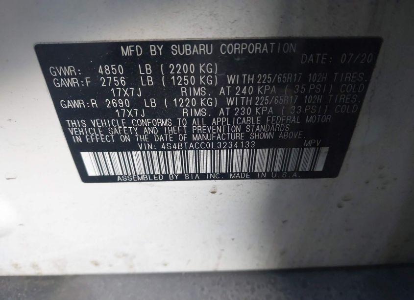 Photo 9 of 2020 Subaru Outback PREMIUM (VIN 4S4BTACC0L3234133)