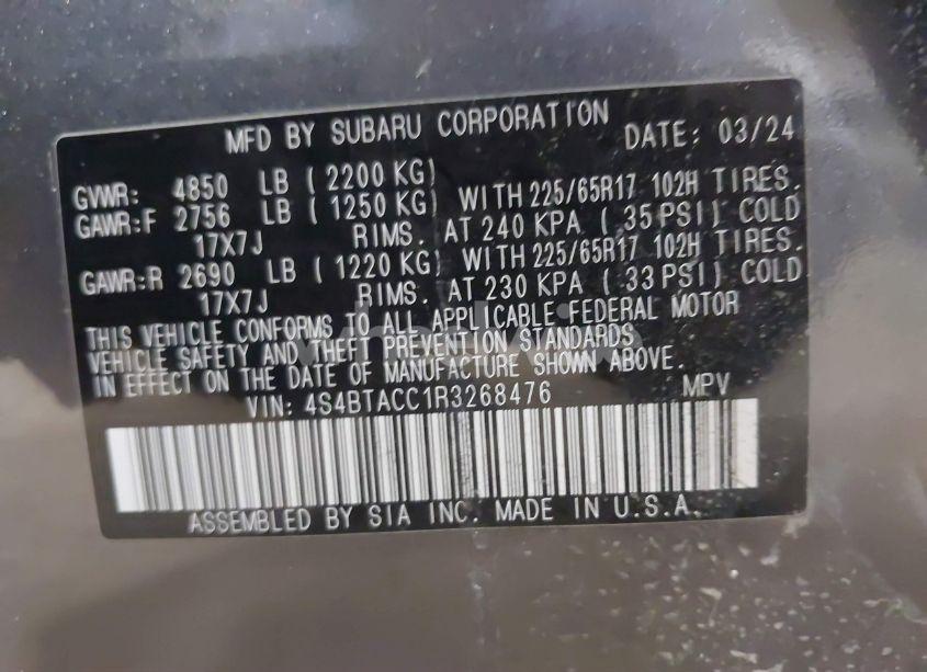 Photo 9 of 2024 Subaru Outback PREMIUM (VIN 4S4BTACC1R3268476)