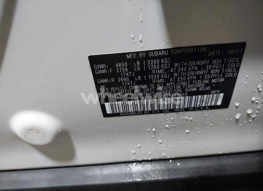 Photo 9 of 2022 Subaru Outback PREMIUM (VIN 4S4BTACC2N3148888)