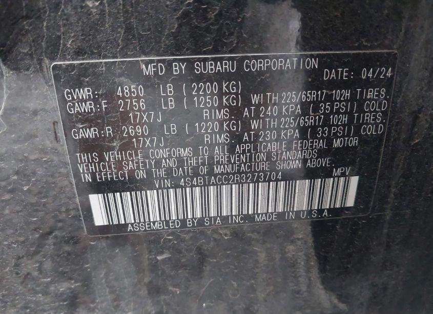 Photo 9 of 2024 Subaru Outback PREMIUM (VIN 4S4BTACC2R3273704)