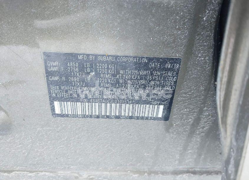 Photo 9 of 2020 Subaru Outback PREMIUM (VIN 4S4BTACC3L3105514)