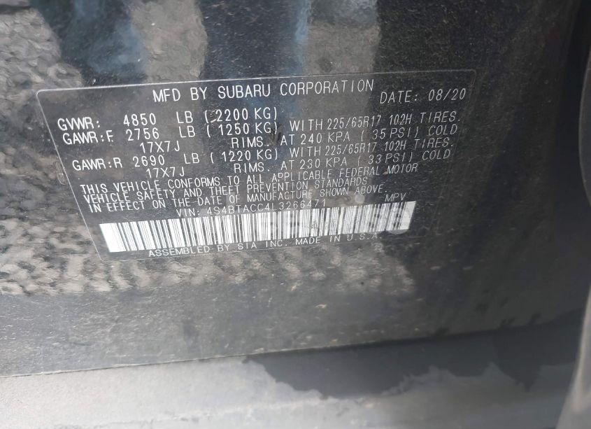 Photo 9 of 2020 Subaru Outback PREMIUM (VIN 4S4BTACC4L3266471)