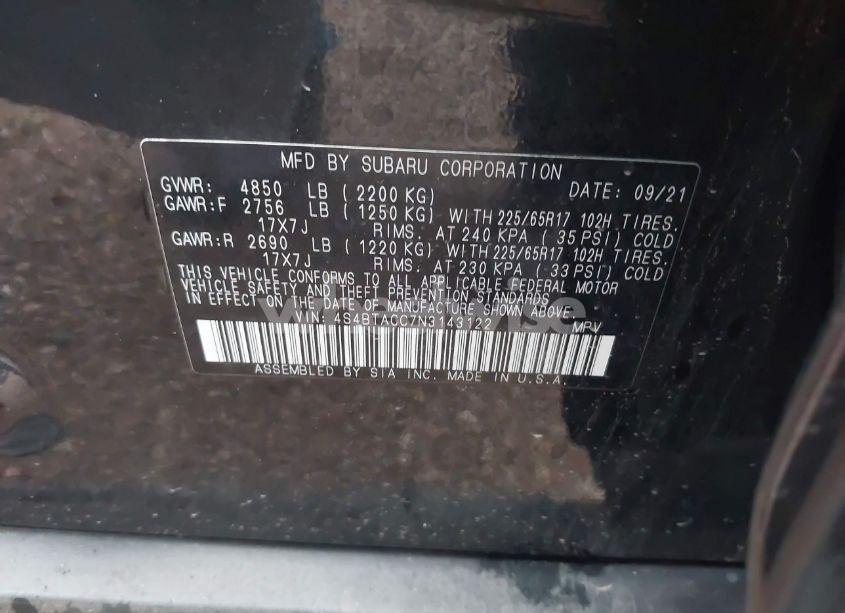 Photo 9 of 2022 Subaru Outback PREMIUM (VIN 4S4BTACC7N3143122)