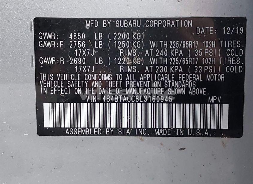 Photo 9 of 2020 Subaru Outback PREMIUM (VIN 4S4BTACC8L3160945)